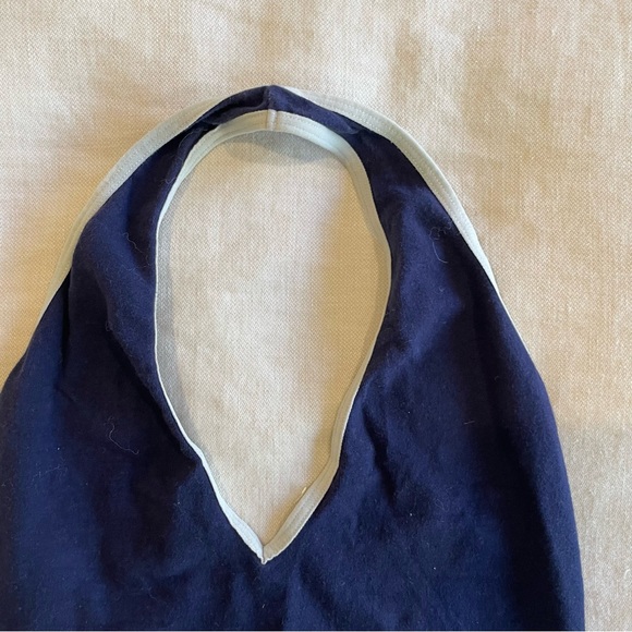 Blue halter bodysuit with white lining - Picture 2 of 6